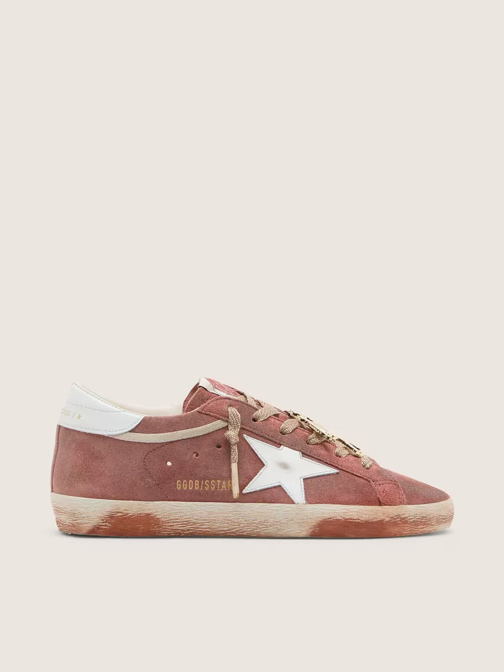 Golden Goose Men’s Super-Star in rust suede with metallic platinum leather star