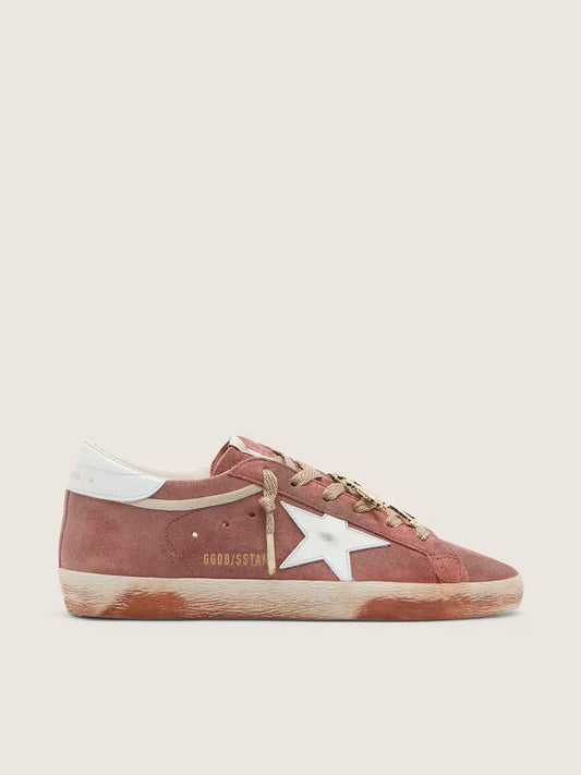 Golden Goose Men’s Super-Star in rust suede with metallic platinum leather star
