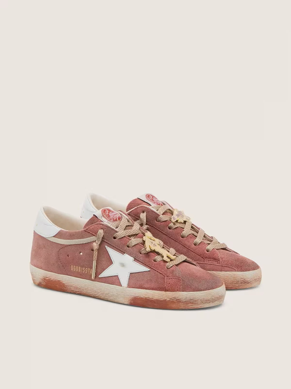 Golden Goose Men’s Super-Star in rust suede with metallic platinum leather star