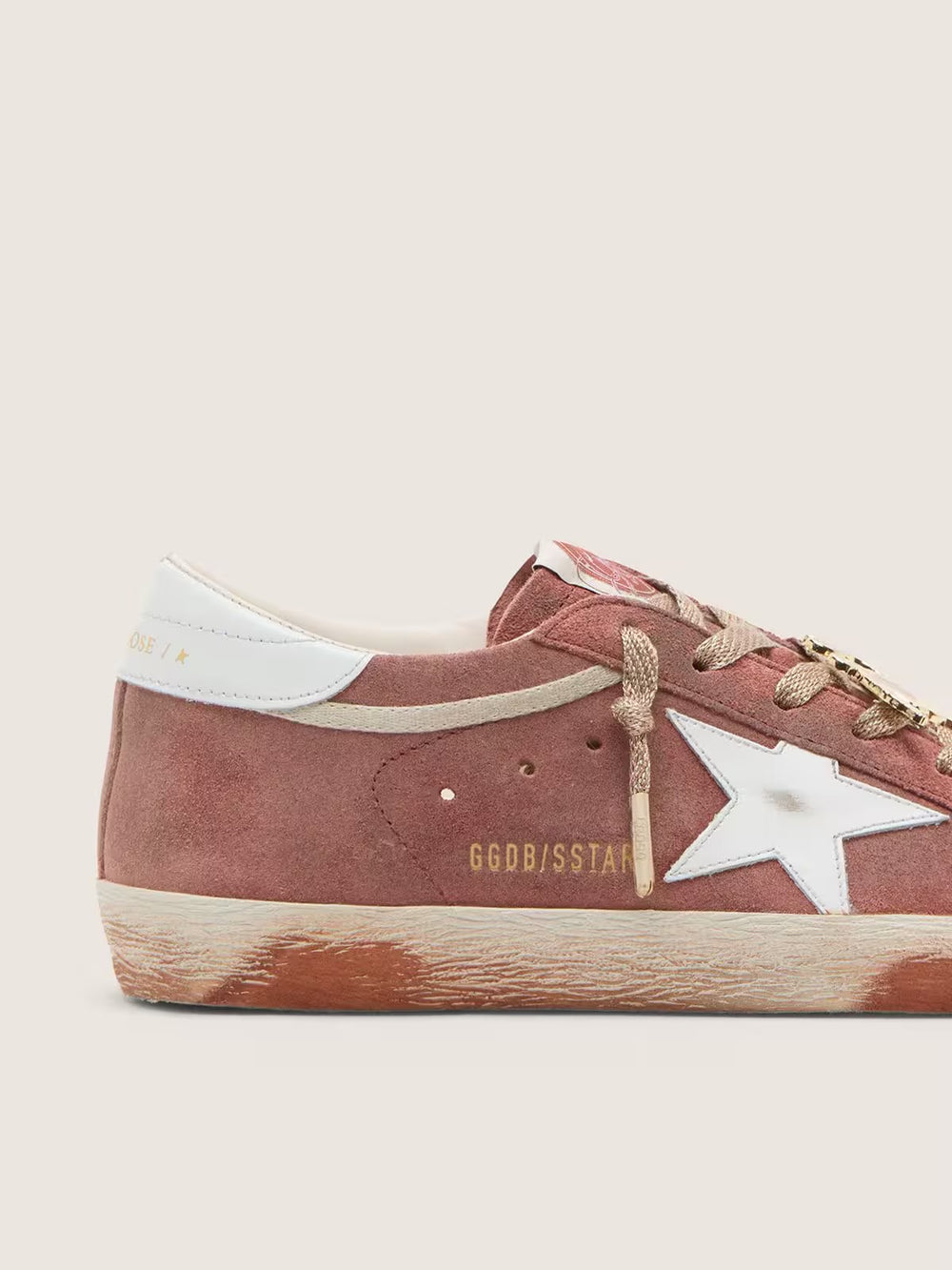 Golden Goose Men’s Super-Star in rust suede with metallic platinum leather star