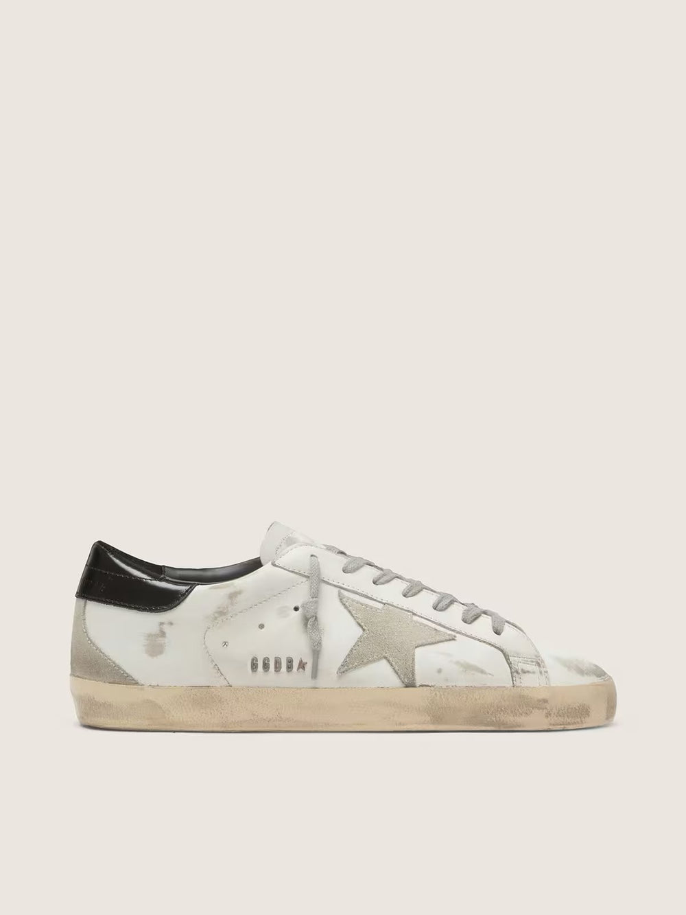 Golden Goose Men's Super-Star with black heel tab and metal stud lettering