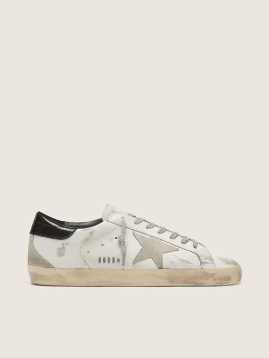 Golden Goose Men's Super-Star with black heel tab and metal stud lettering