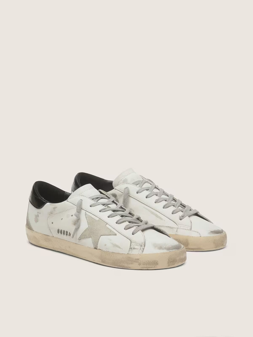 Golden Goose Men's Super-Star with black heel tab and metal stud lettering