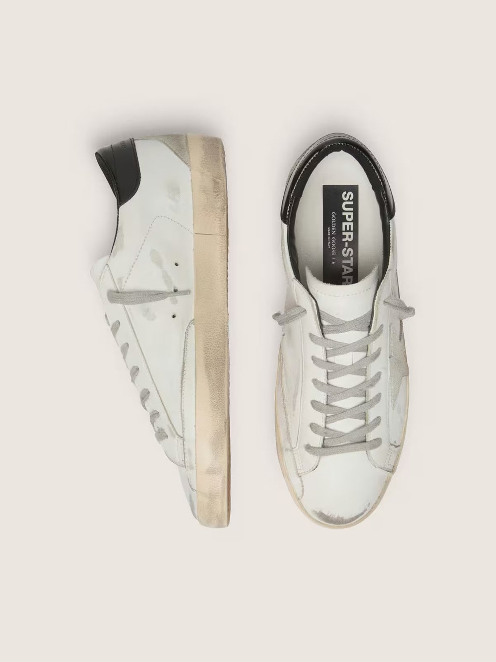 Golden Goose Men's Super-Star with black heel tab and metal stud lettering