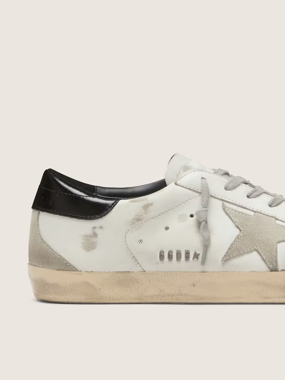 Golden Goose Men's Super-Star with black heel tab and metal stud lettering