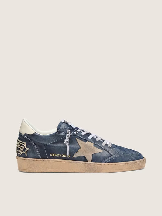 Golden Goose Men’s Ball Star LTD in dark blue leather with beige suede star