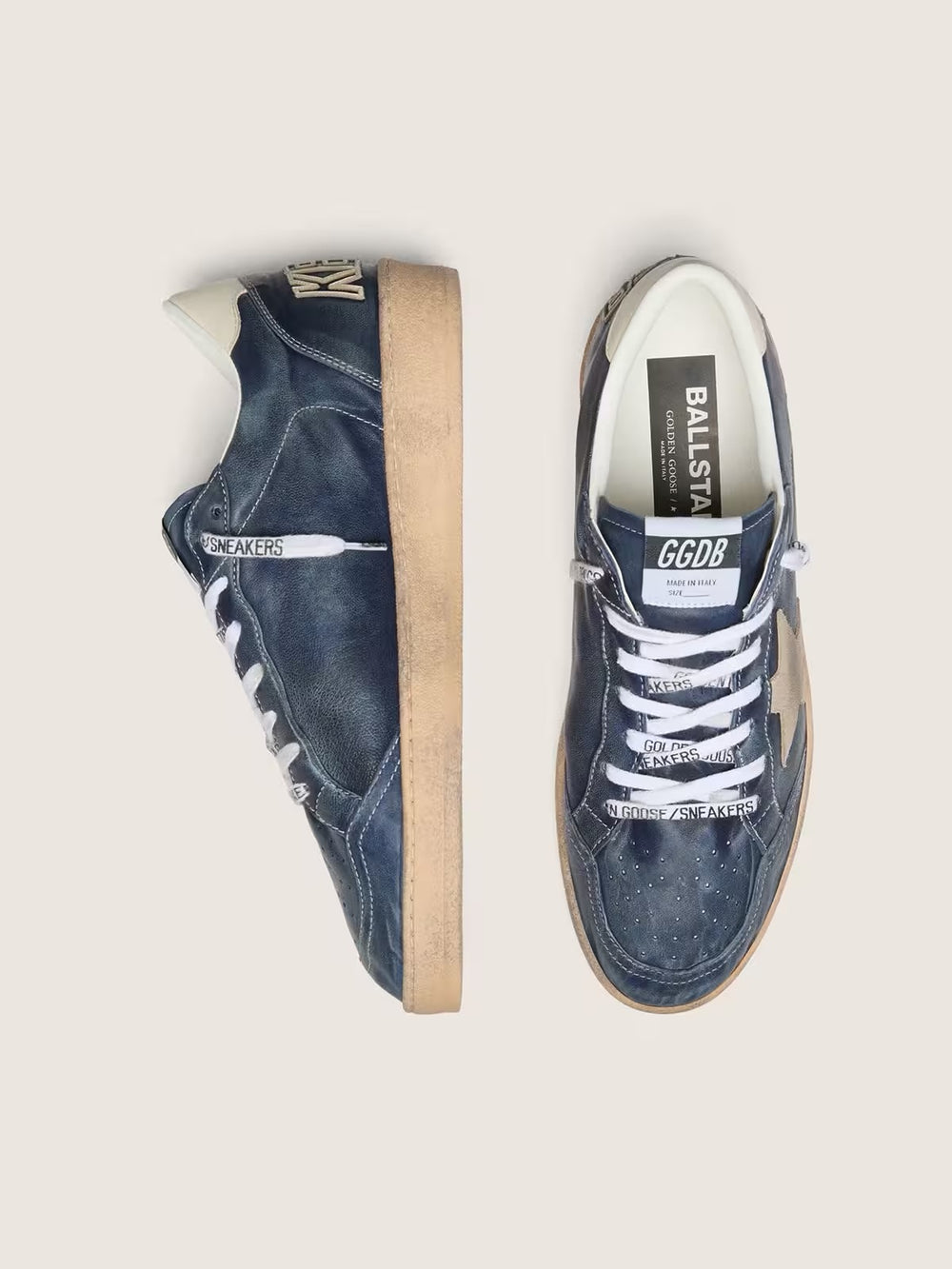 Golden Goose Men’s Ball Star LTD in dark blue leather with beige suede star
