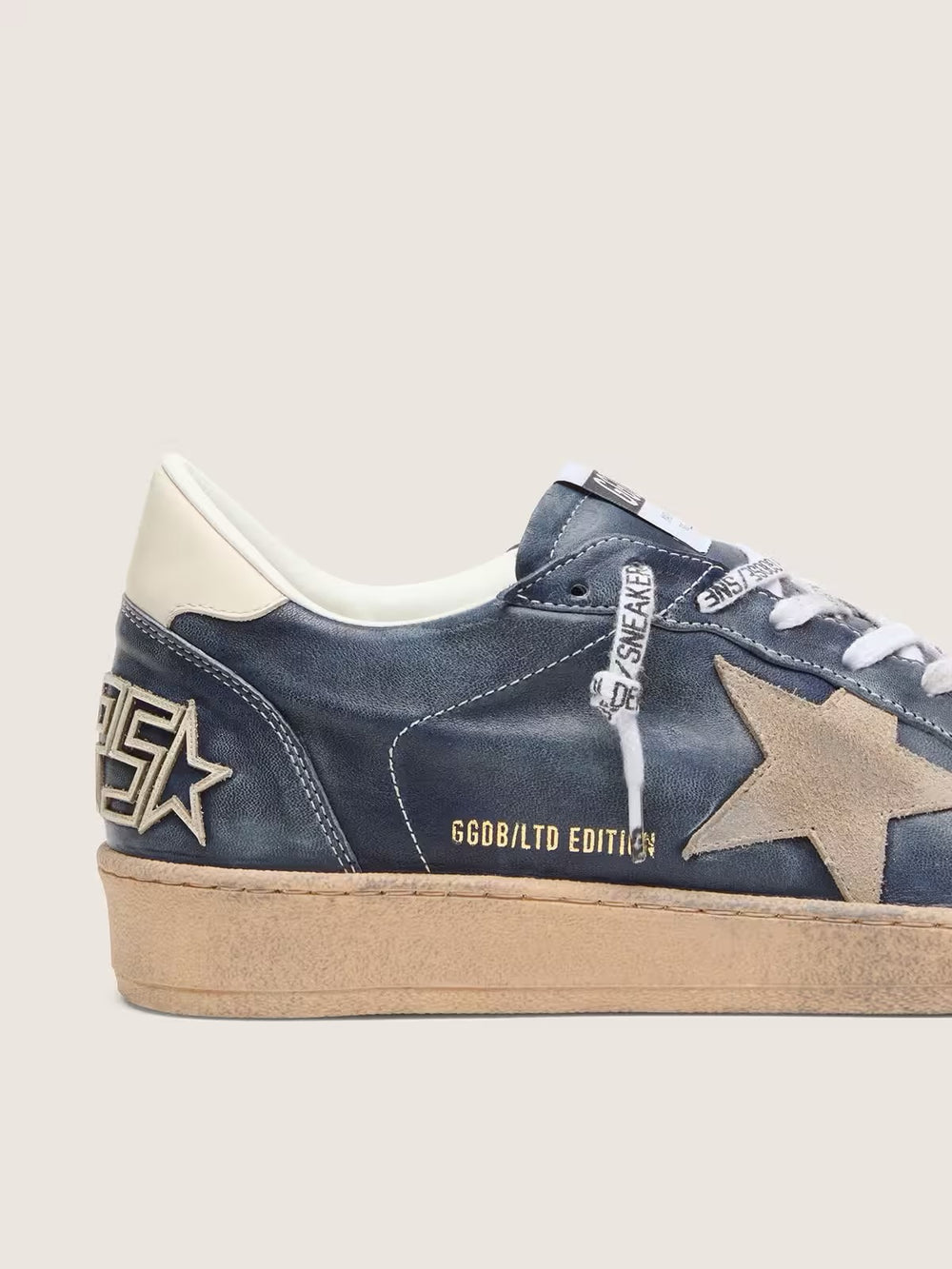 Golden Goose Men’s Ball Star LTD in dark blue leather with beige suede star